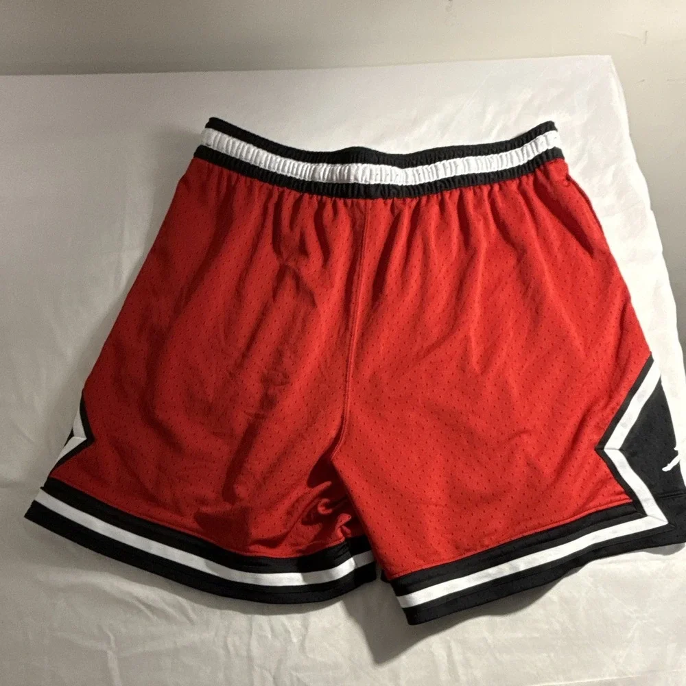 Jordan Dri-FIT Mens 3XL Red Black White Mesh Basketball Shorts Drawstring